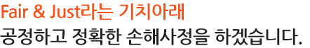 fair & just라는 기치아래 공정하고 정확한 손해사정을 하겠습니다.